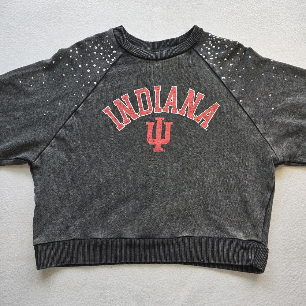 Gameday Couture Indiana University Hoosiers Rhinestone Sweatshirt Medium Gray M